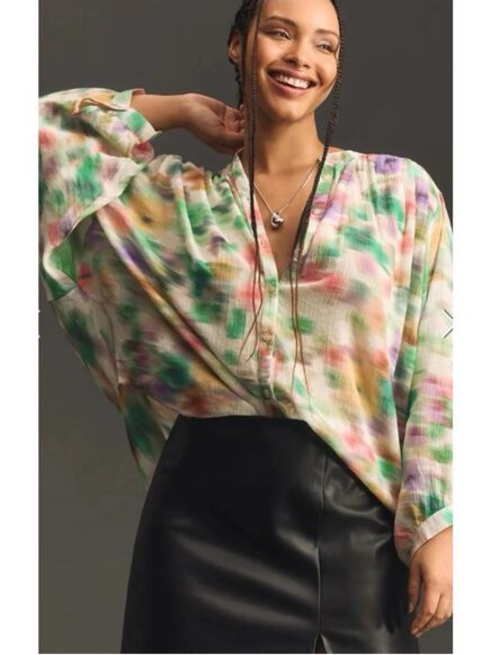 NWT Pilcro Anthropologie The Sydney Batwing Watercolor-Print Blouse